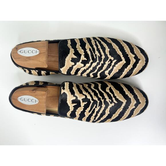 Gucci Pony Hair Black & Tan Zebra Print Loafers, Size 7 main image 7